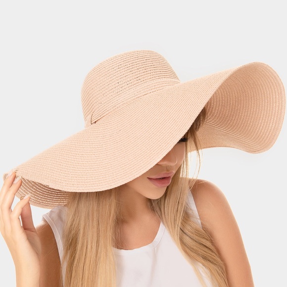 Mauve Straw Sun Floppy Hat - Picture 1 of 1